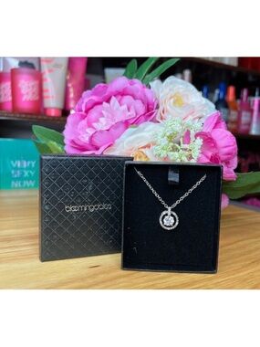 Bloomingdale's Silver Crystal Halo Pendant Necklace